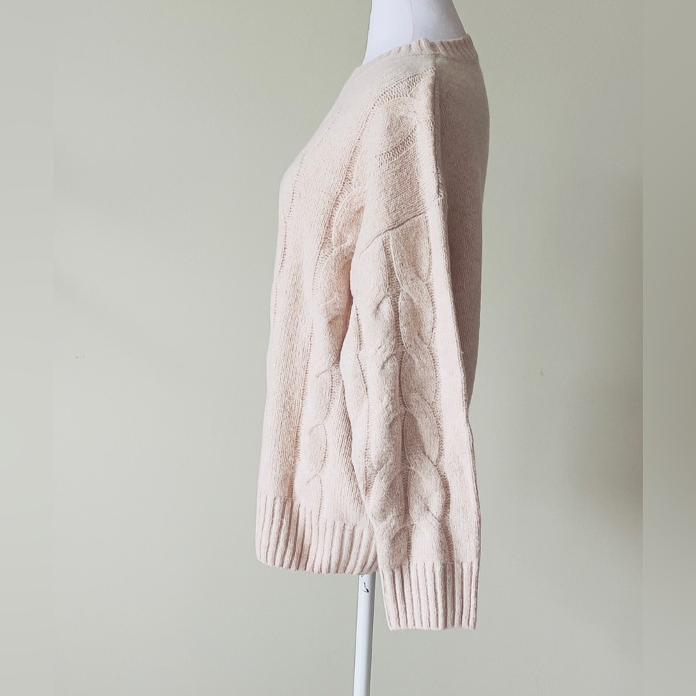 Dazy Solid Cable Knit Drop Shoulder Sweater,Long … - image 6